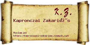 Kapronczai Zakariás névjegykártya
