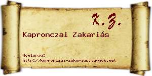 Kapronczai Zakariás névjegykártya